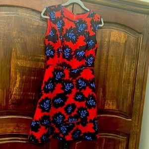 J crew dress red blue floral size 4